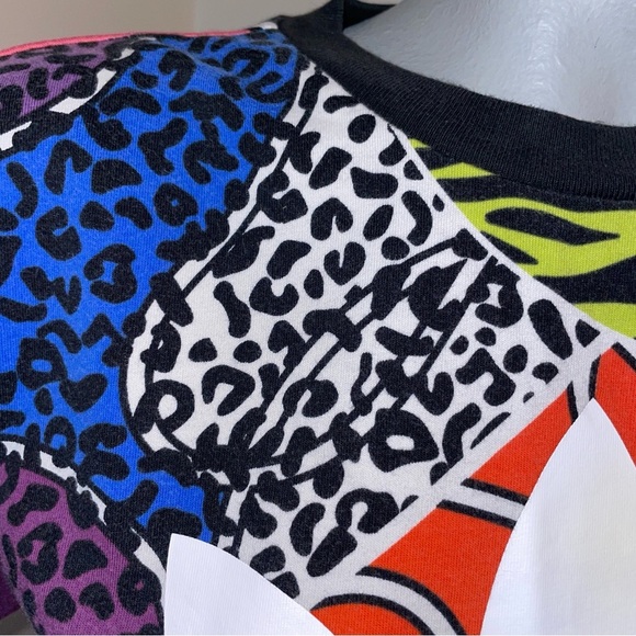 Adidas Tee Short Sleeve Crew Neck Cotton Orange Green Pattern Womens Small - Picture 3 of 8